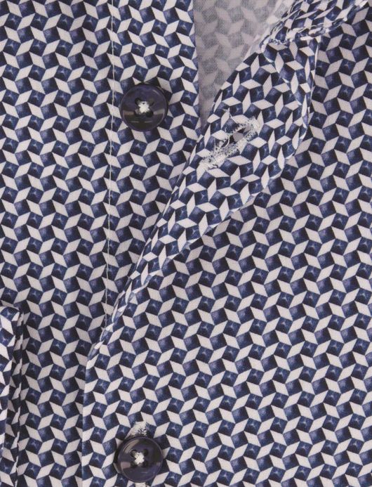 Overhemd Ledub Modern Fit ml 5 navy geprint