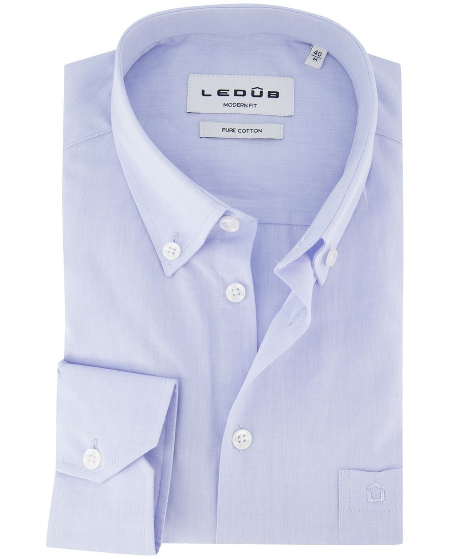 Ledub overhemd lichtblauw effen