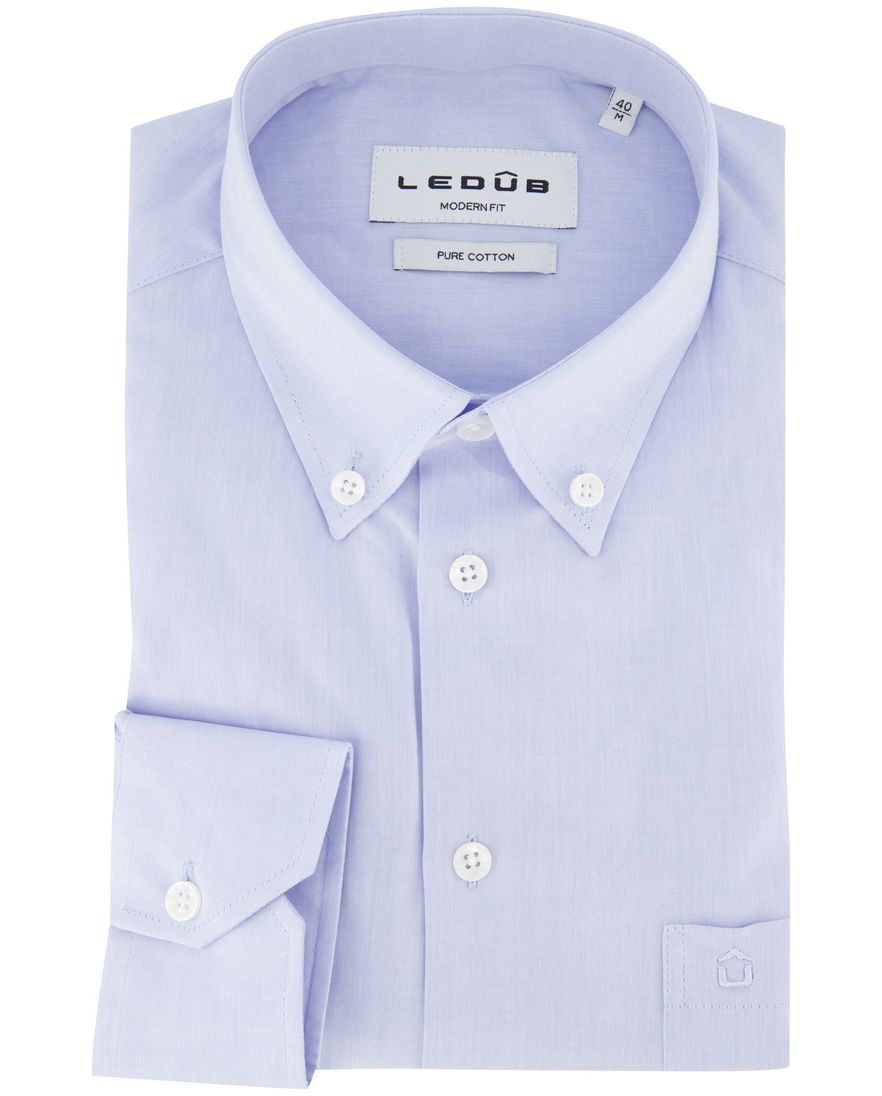 Ledub overhemd lichtblauw effen