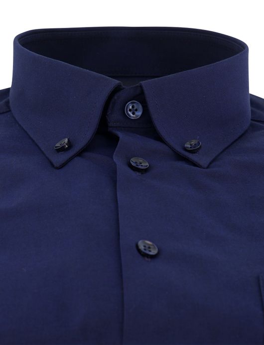 Ledub overhemd navy pure cotton modern fit