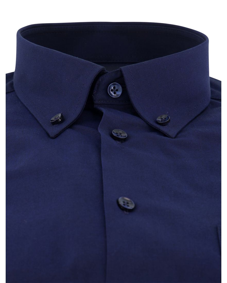 Ledub overhemd navy pure cotton modern fit