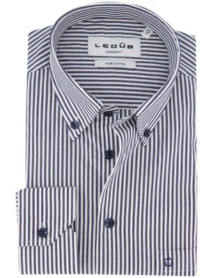 Ledub Ledub overhemd donkerblauw gestreept modern fit