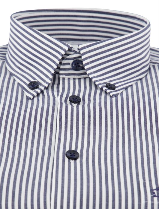 Ledub overhemd donkerblauw gestreept modern fit