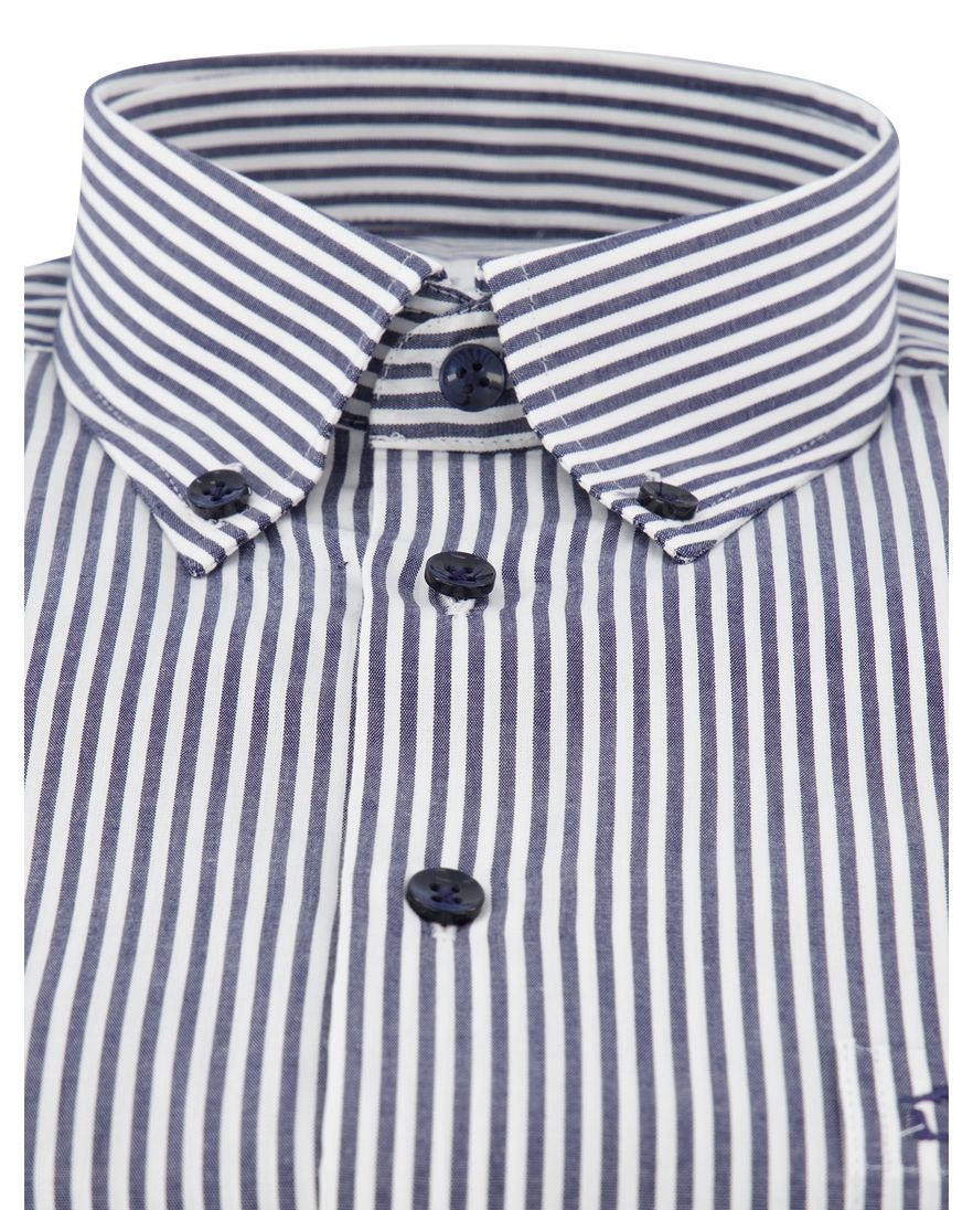 Ledub overhemd donkerblauw gestreept modern fit