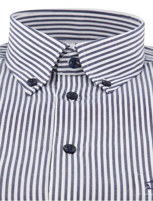 Ledub overhemd donkerblauw gestreept