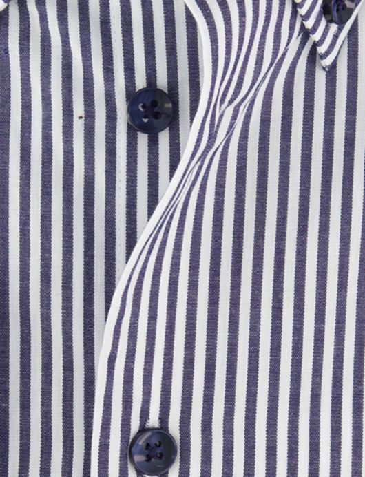 Ledub overhemd donkerblauw gestreept modern fit