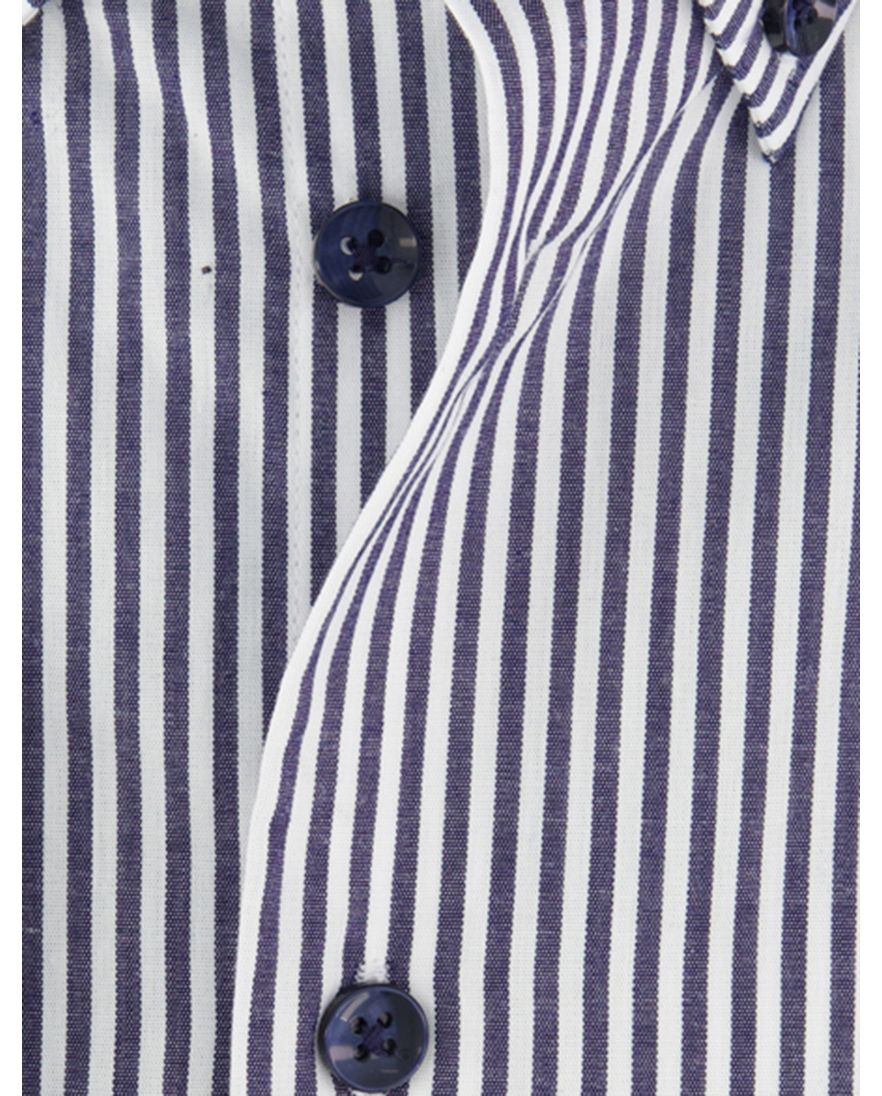 Ledub overhemd donkerblauw gestreept modern fit