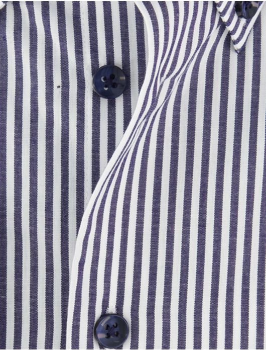 Ledub overhemd donkerblauw gestreept