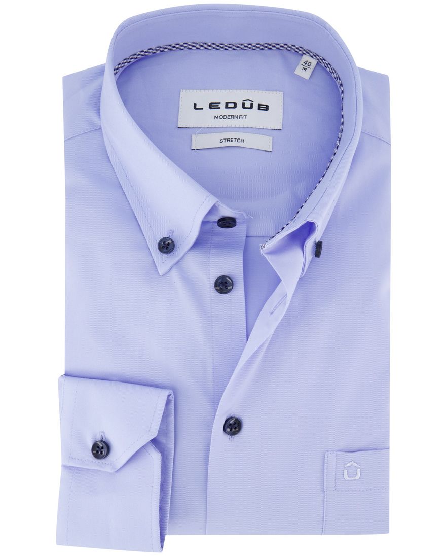 Ledub overhemd lichtblauw effen modern fit