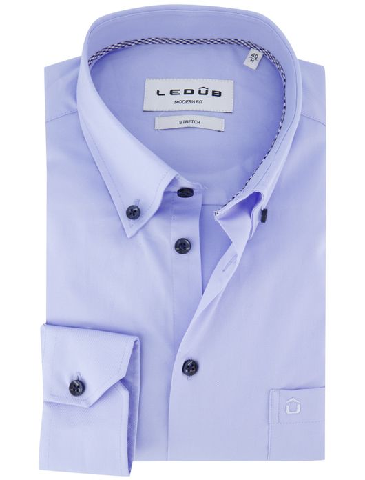 Ledub overhemd lichtblauw effen