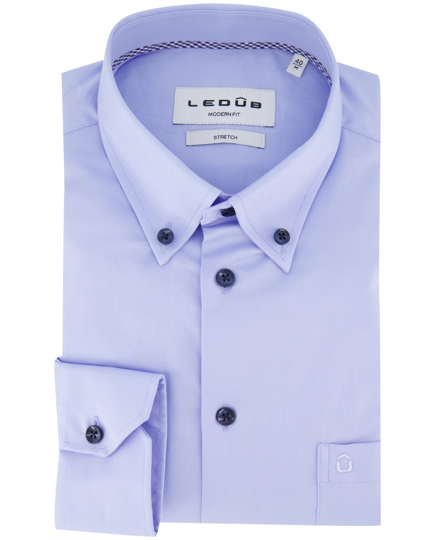 Ledub overhemd lichtblauw effen modern fit