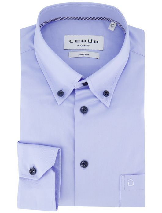 Ledub overhemd lichtblauw effen