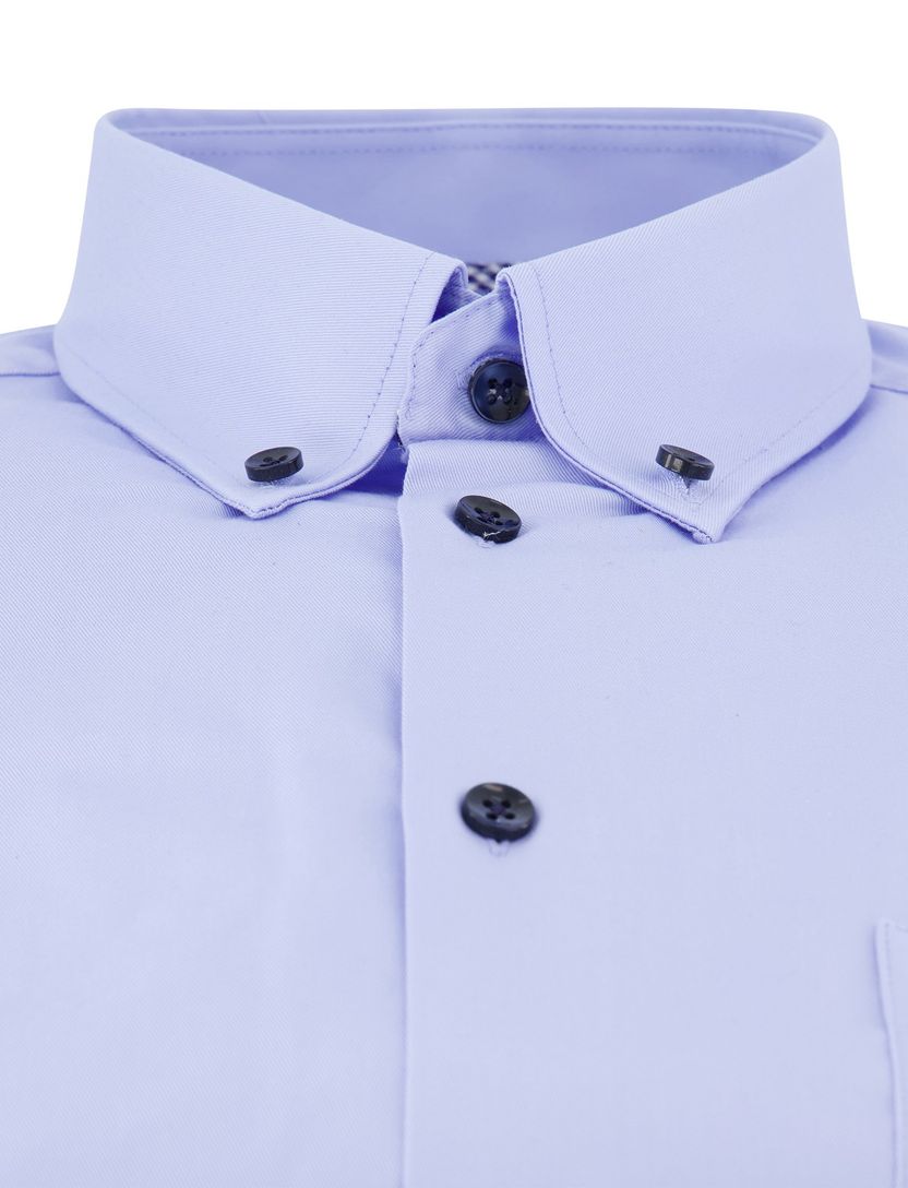 Ledub overhemd lichtblauw effen met borstzak