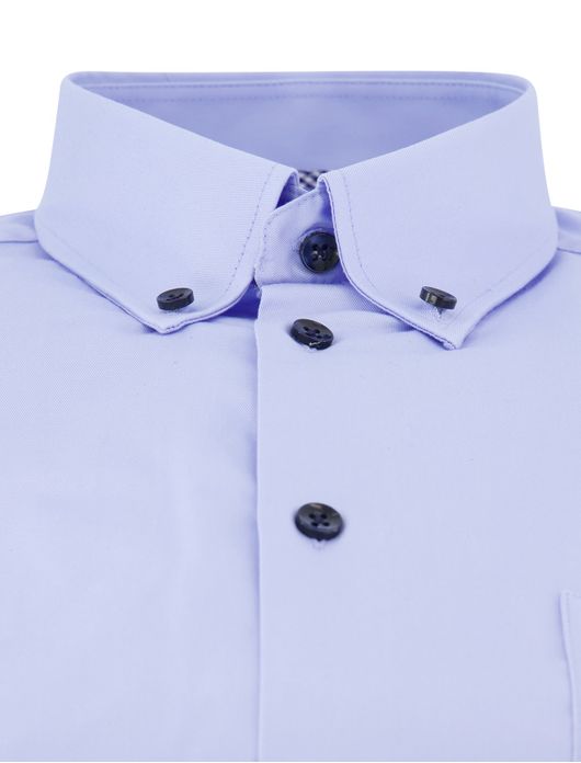 Ledub overhemd lichtblauw effen