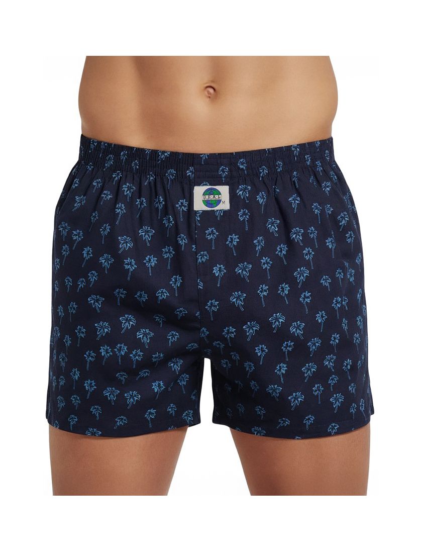Deal boxershort katoen donkerblauw geprint palmboom