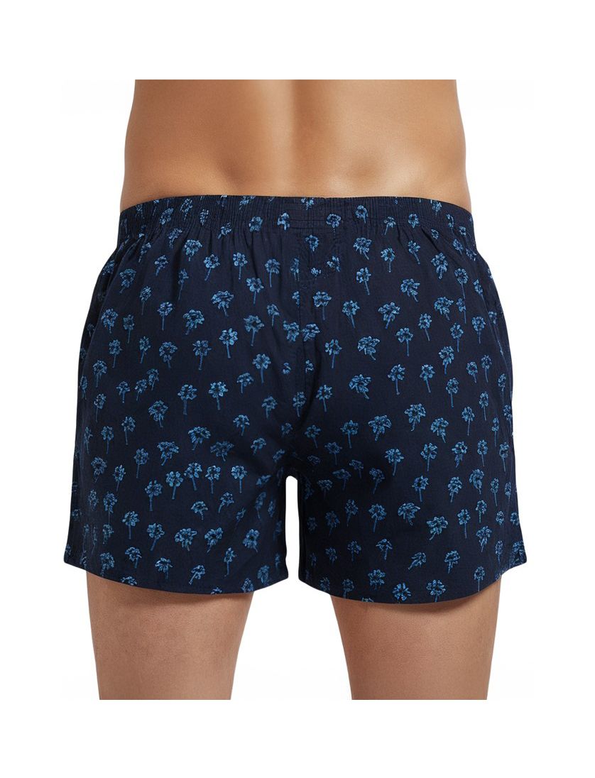 Deal boxershort katoen donkerblauw geprint palmboom