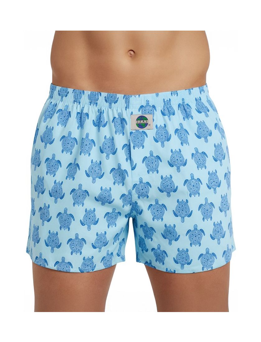 Deal boxershort blauw print schildpadden katoen