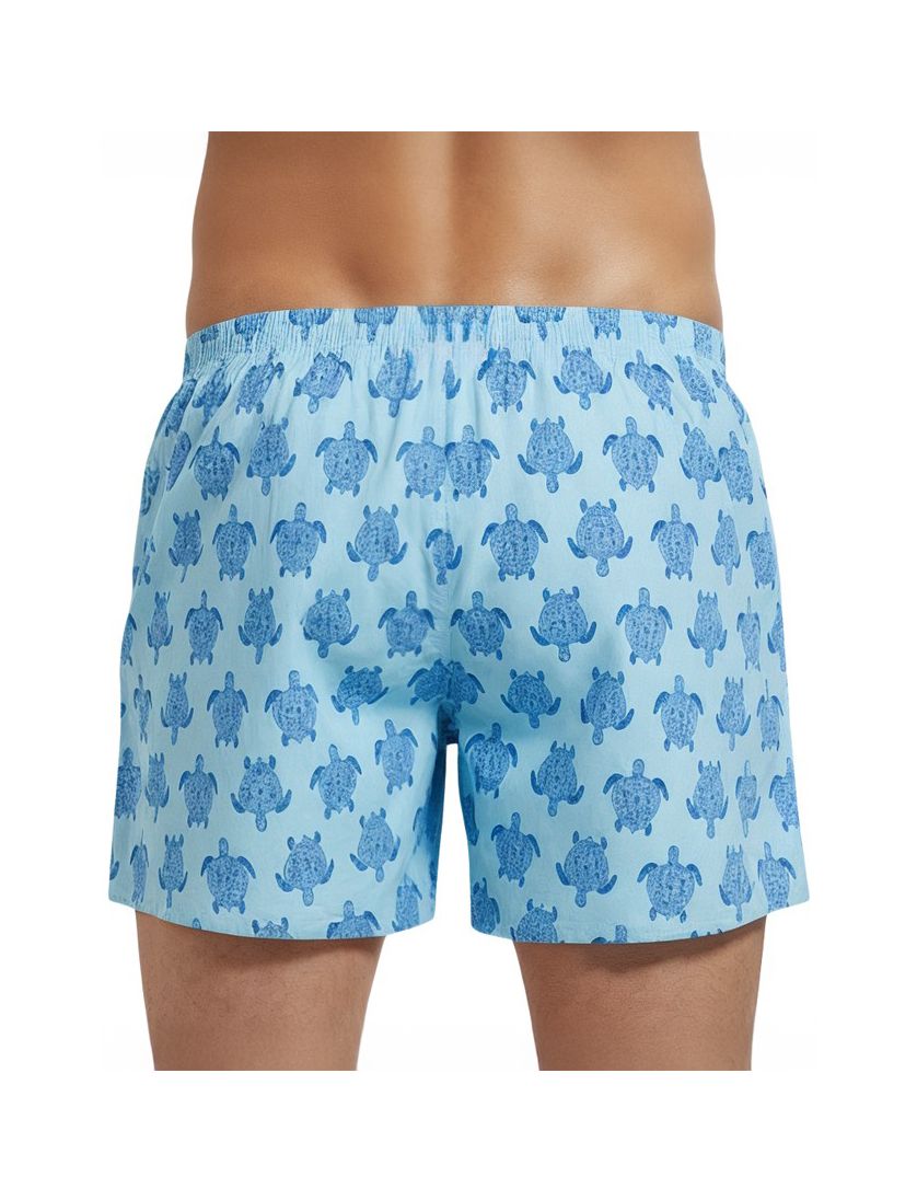 Deal boxershort blauw print schildpadden katoen