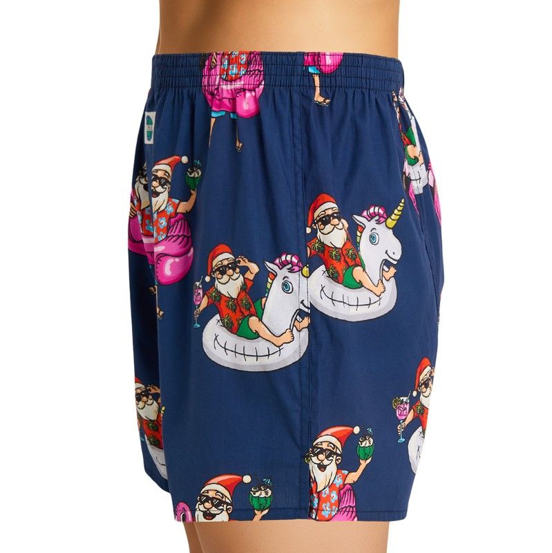 donkerblauwe boxershort Deal kerstman print