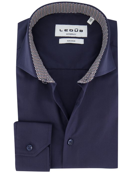 Ledub modern fit overhemd donkerblauw