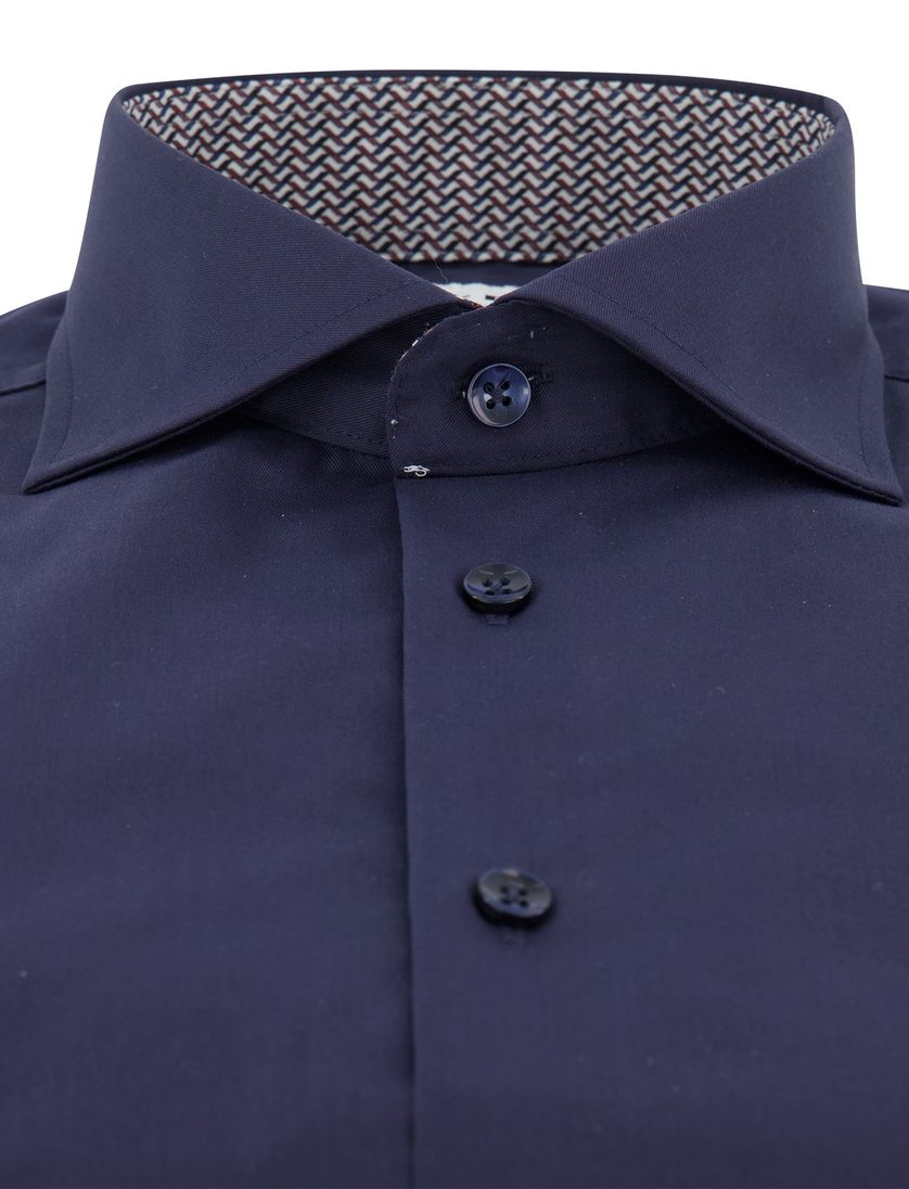 Ledub overhemd donkerblauw katoen strijkvrij