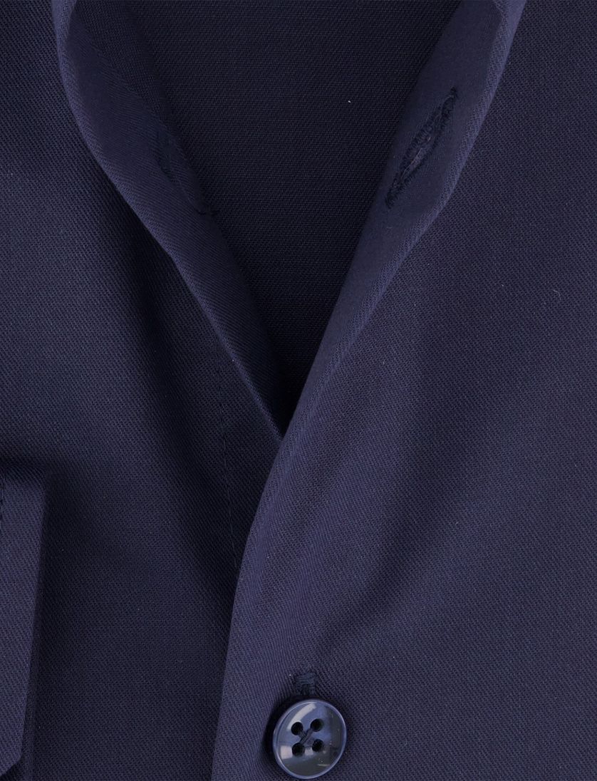 Ledub overhemd donkerblauw katoen strijkvrij
