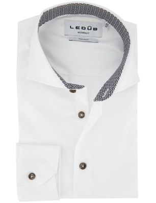 Ledub Overhemd Ledub Modern fit ml 5 strijkvrij wit katoen