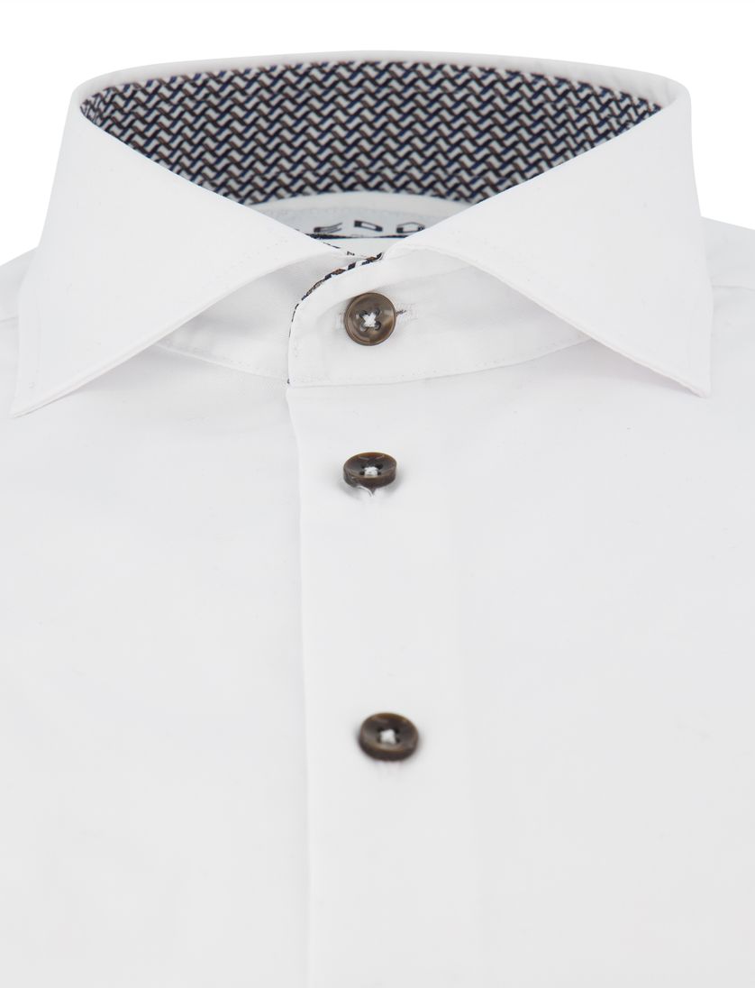 Wit strijkvrij Ledub Modern Fit overhemd ml 5 katoen