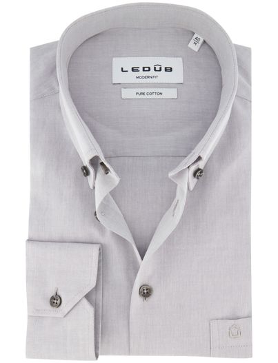 Ledub Ledub overhemd grijs katoen effen