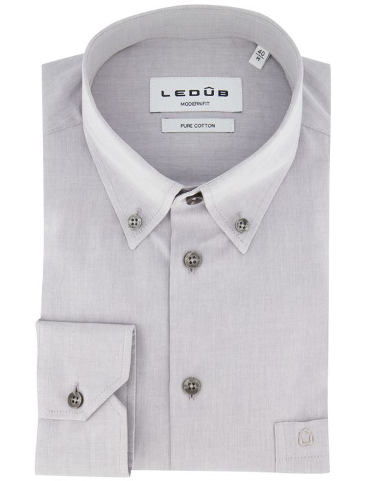 Ledub overhemd grijs normale fit