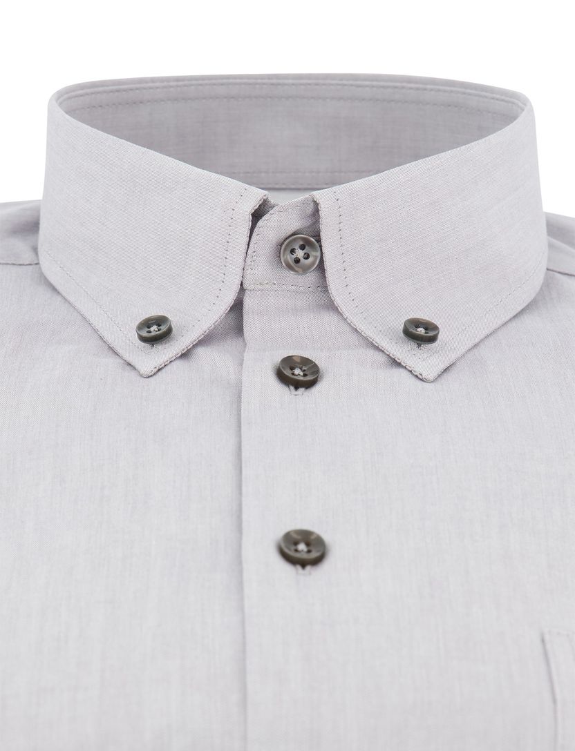 Ledub overhemd grijs katoen effen