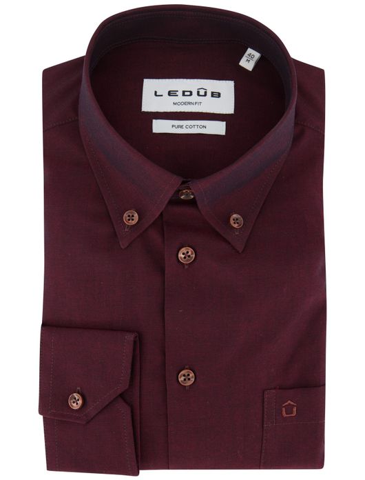 Ledub overhemd ml 5 bordeaux