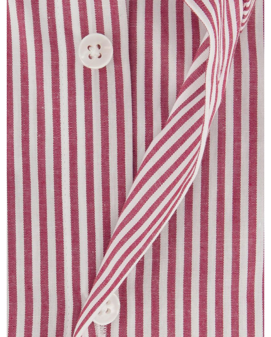 Ledub Modern Fit wit overhemd roze streep