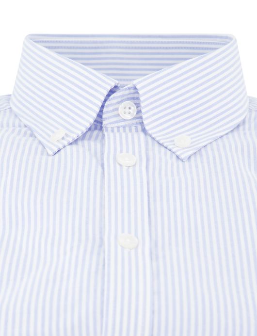 Ledub slim fit overhemd gestreept lichtblauw