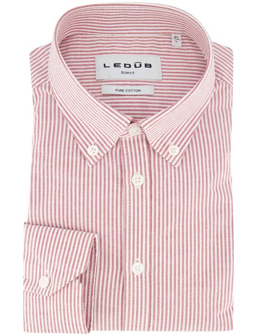 Ledub overhemd rood gestreept katoen