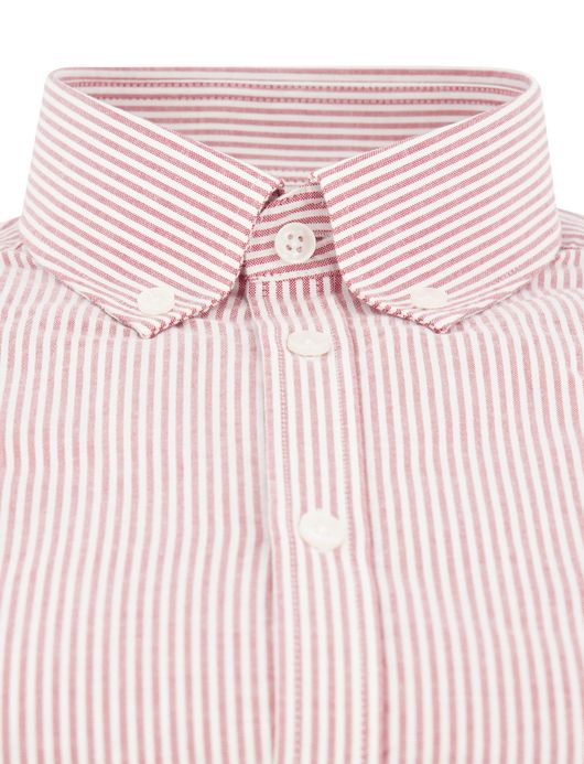 Ledub overhemd rood gestreept katoen