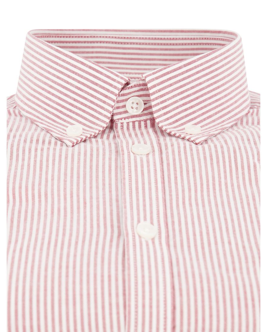 Ledub overhemd rood gestreept katoen