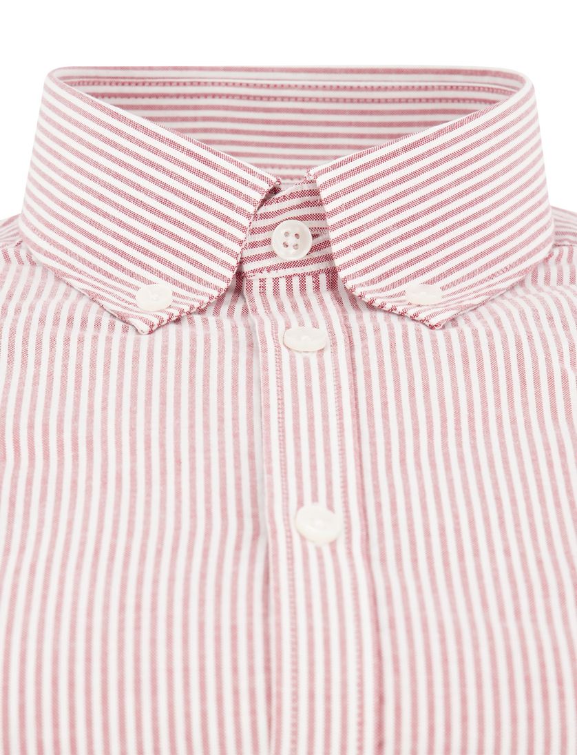 Ledub overhemd rood gestreept slim fit
