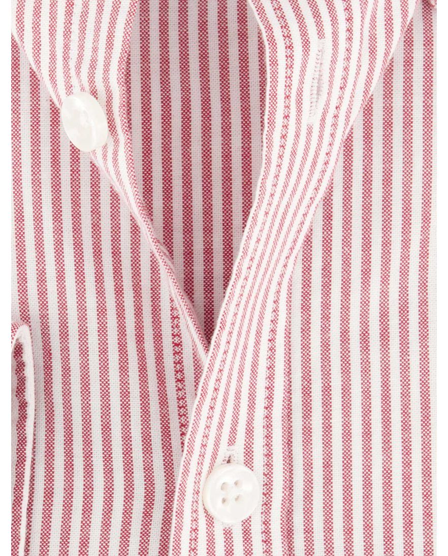 Ledub overhemd rood gestreept katoen
