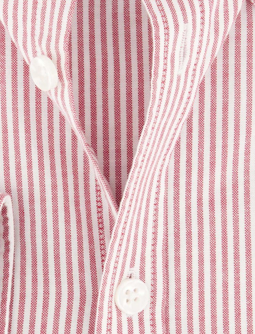 Ledub overhemd rood gestreept slim fit