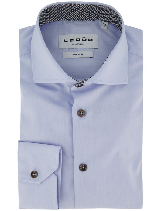 Ledub overhemd mouwlengte 7 lichtblauw strijkvrij