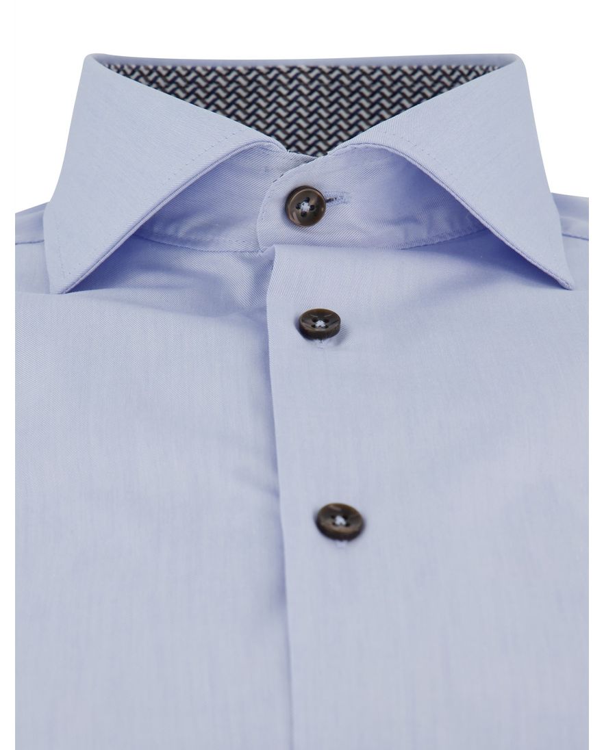 Ledub overhemd mouwlengte 7 lichtblauw strijkvrij effen