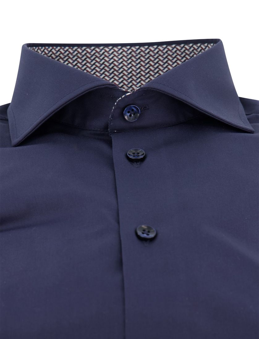 Ledub modern fit overhemd strijkvrij navy mouwlengte 7 100% katoen