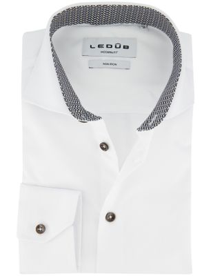 Ledub Ledub Overhemd strijkvrij Modern fit wit effen 100% katoen