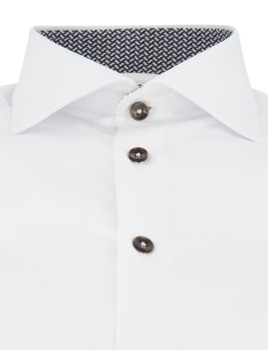 Ledub Overhemd strijkvrij Modern fit wit effen