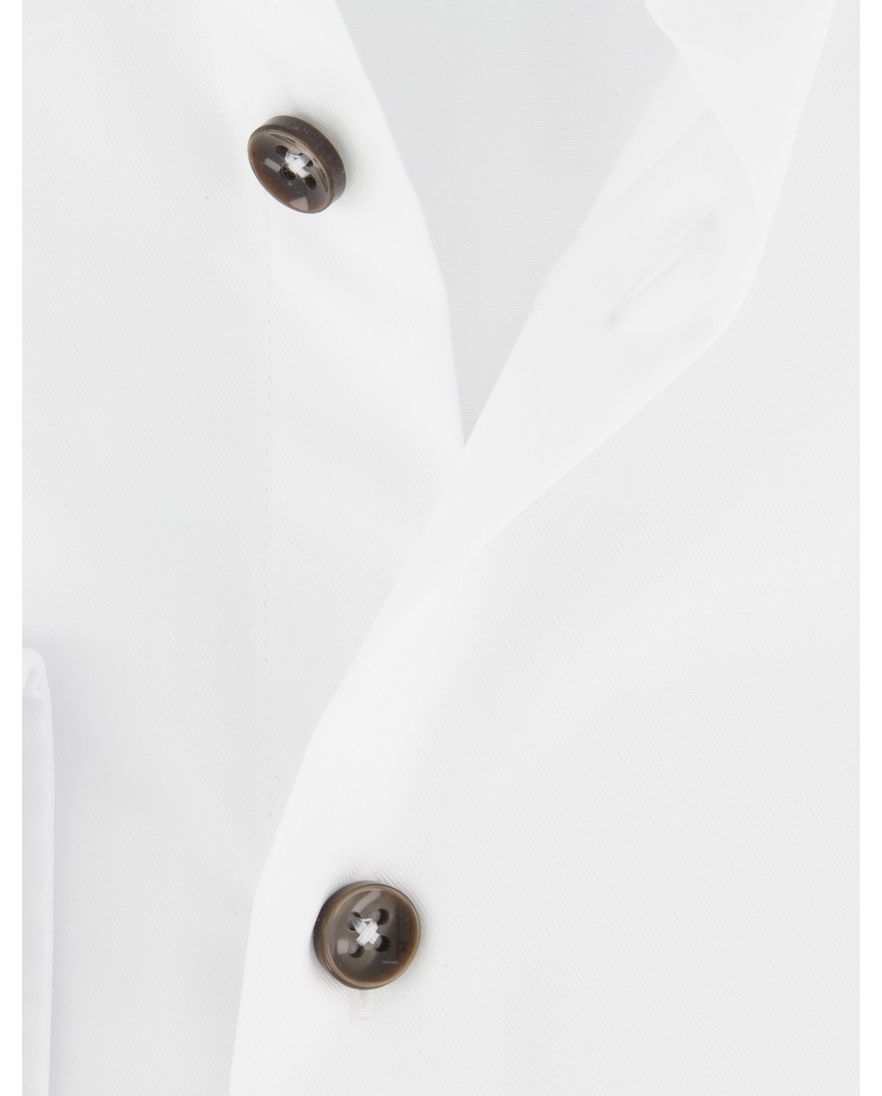 Ledub Overhemd strijkvrij Modern fit wit effen wide collar