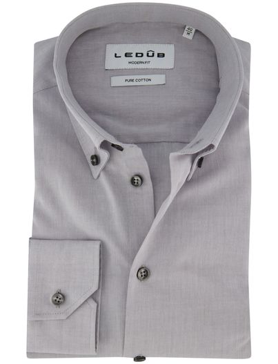 Ledub Ledub overhemd mouwlengte 7 grijs button-down