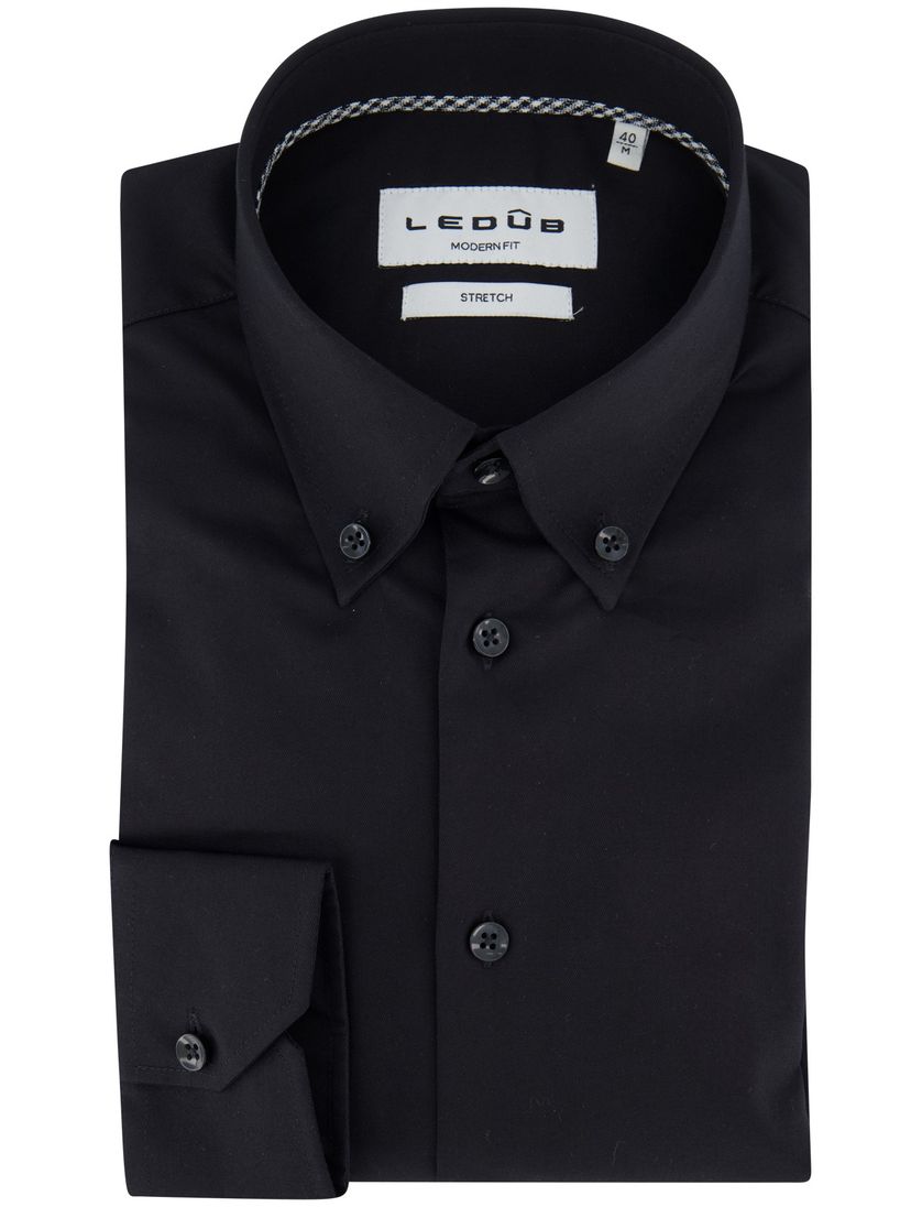 Ledub overhemd zwart ml7 effen