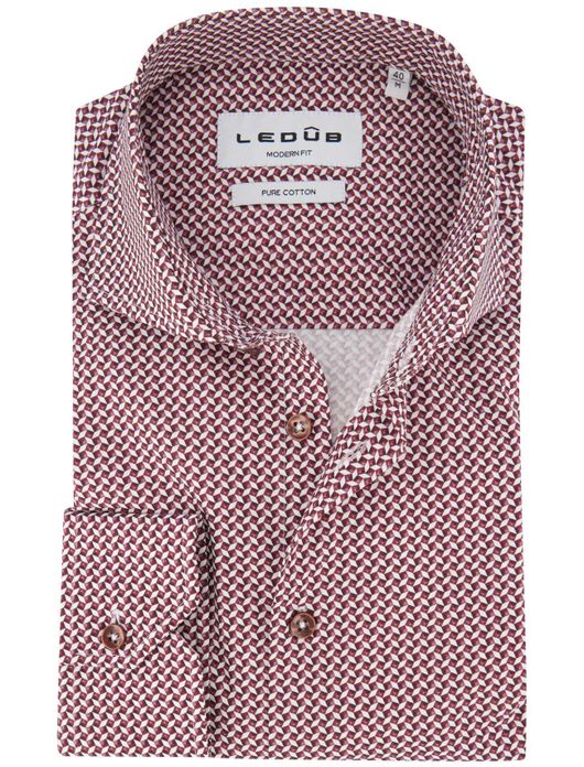 Ledub overhemd rood geprint katoen