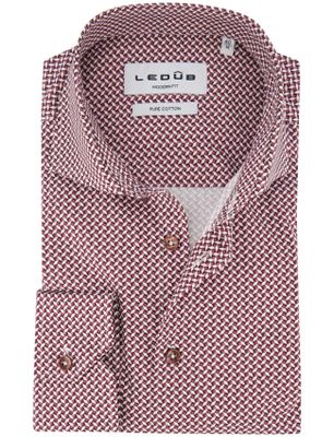 Ledub Ledub overhemd rood modern fit geprint